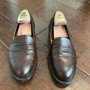 ALDEN 10D FULL STRAP PENNY LOAFERS BROWN CALFSKIN HANDSEWN DRESS SHOES 686 686 - Full Strap Loafer in Brown Calfskin – ALDEN SHOES main image 4